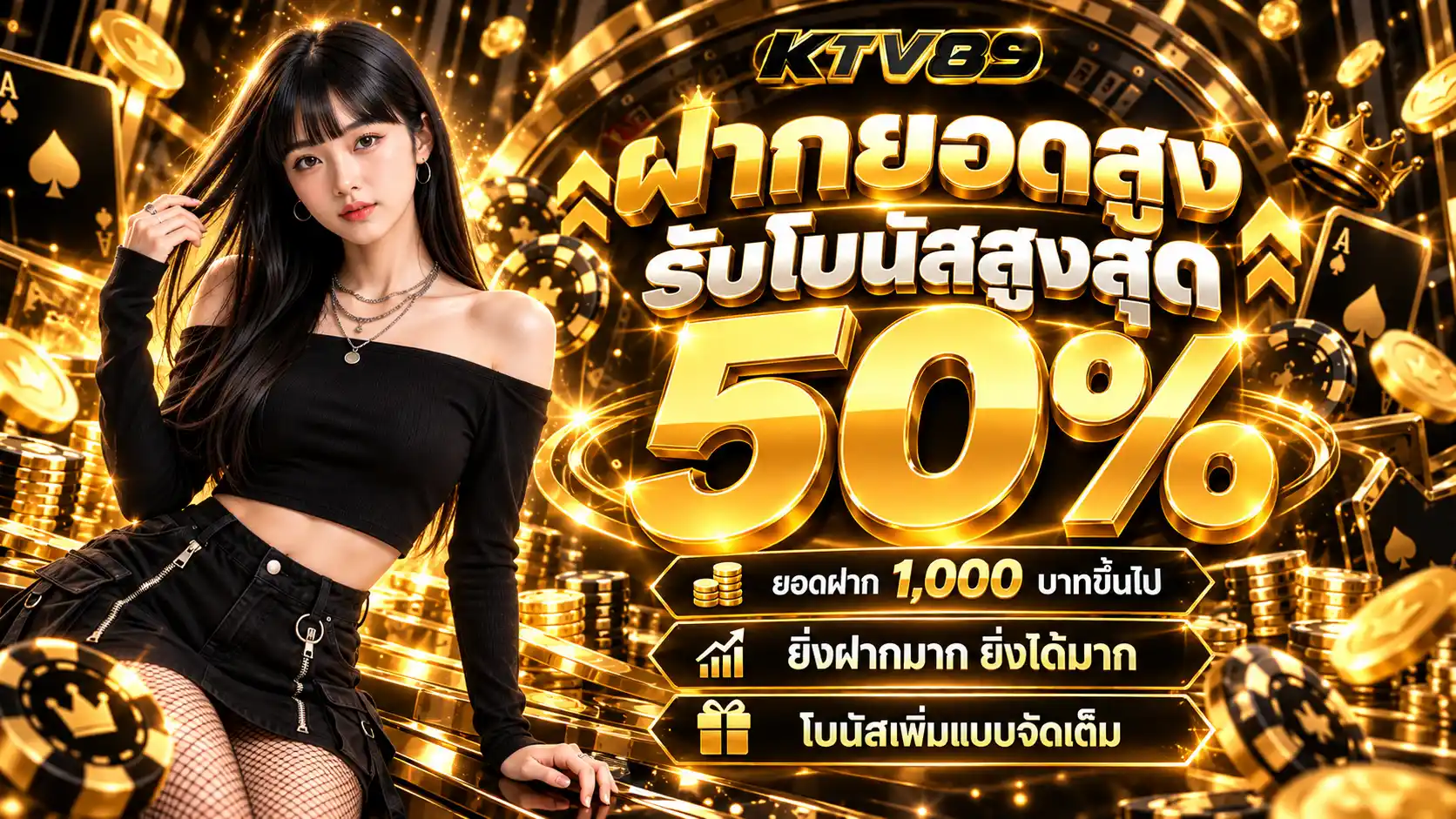 KTV89 โปรฝากยอดสูง รับโบนัสสูงสุด 50%